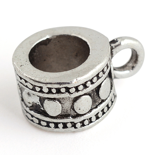 

PandaHall Tibetan Style Alloy Tube Bails, Loop Bails, Lead Free & Nickel Free, Antique Silver, 11x8x5.5mm, Hole: 2mm, about 122pcs/142g...