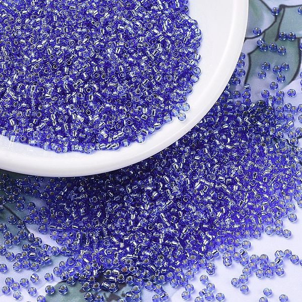 

PandaHall MIYUKI Round Rocailles Beads, Japanese Seed Beads, 11/0, (RR2431) Silverlined Dark Cornflower Blue, 11/0, 2x1.3mm, Hole: 0.8mm...