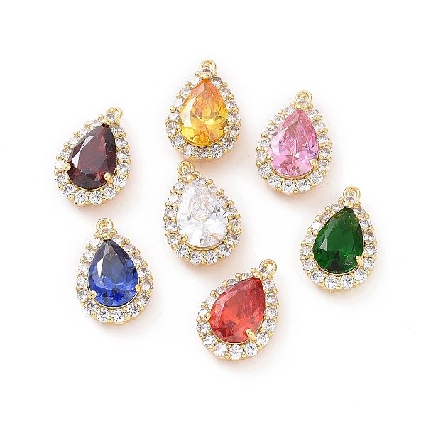 

PandaHall Brass Micro Pave Cubic Zirconia Pendants, Teardrop, Mixed Color, 19x12x7mm, Hole: 1.2mm Brass+Cubic Zirconia Teardrop Multicolor