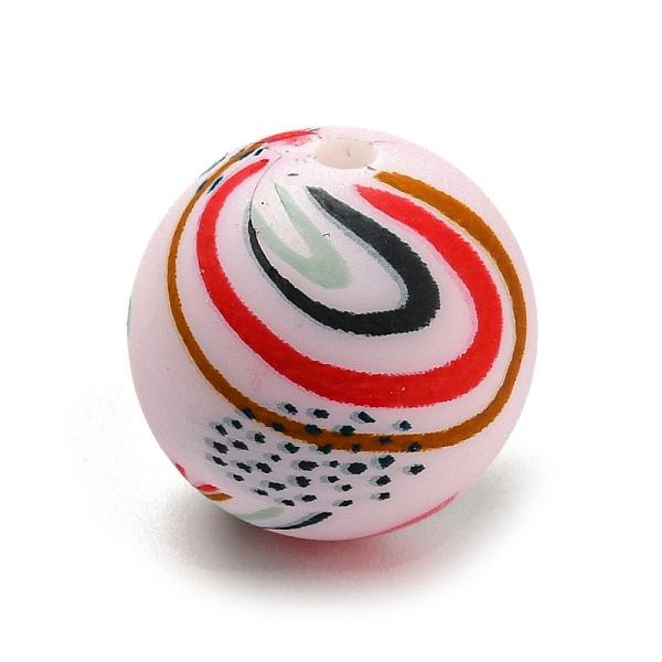 

PandaHall Silicone Beads, Round, Stripe, 15mm, Hole: 2mm Silicone Stripe