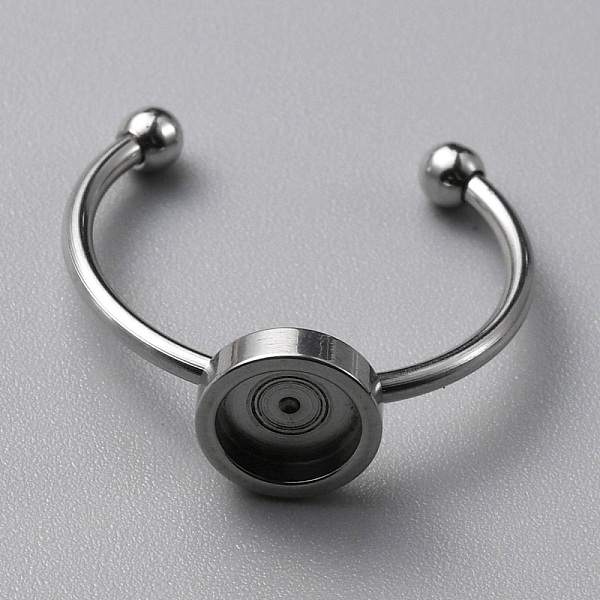 

PandaHall 304 Stainless Steel Cuff Ring Components, with 201 Stainless Steel Tray and Beads, Stainless Steel Color, US Size 7 1/2(17.7mm)...