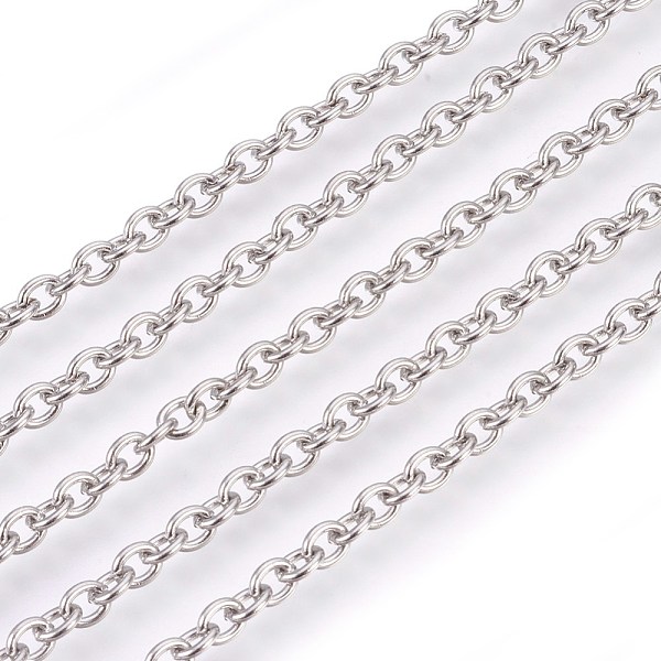 

PandaHall 304 Stainless Steel Cable Chains, Unwelded, Oval, Stainless Steel Color, 4x3x0.8mm 304 Stainless Steel