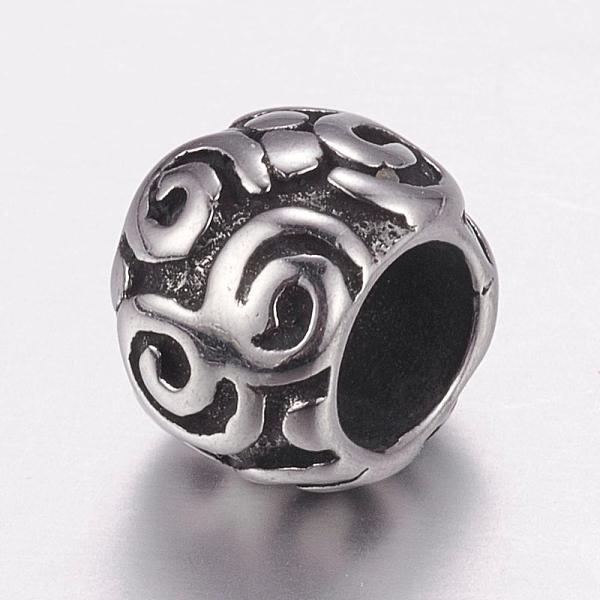 

PandaHall 304 Stainless Steel European Beads, Large Hole Beads, Rondelle, Antique Silver, 9x7mm, Hole: 5mm 304 Stainless Steel Rondelle
