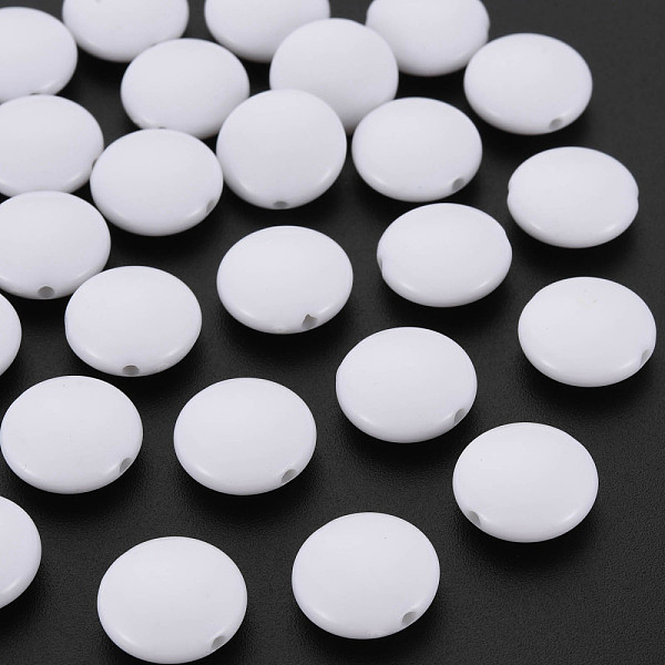 

PandaHall Opaque Acrylic Beads, Flat Round, White, 9x4mm, Hole: 1mm, about 2710pcs/500g Acrylic Flat Round White