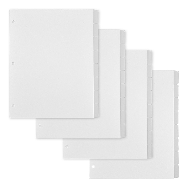 

PandaHall SUPERFINDINGS 8 Sheets 3-Holes Plastic Binder Dividers 27.9x22.8cm Rectangle Notebook Index Dividers with Tabs WhiteSmoke..., White