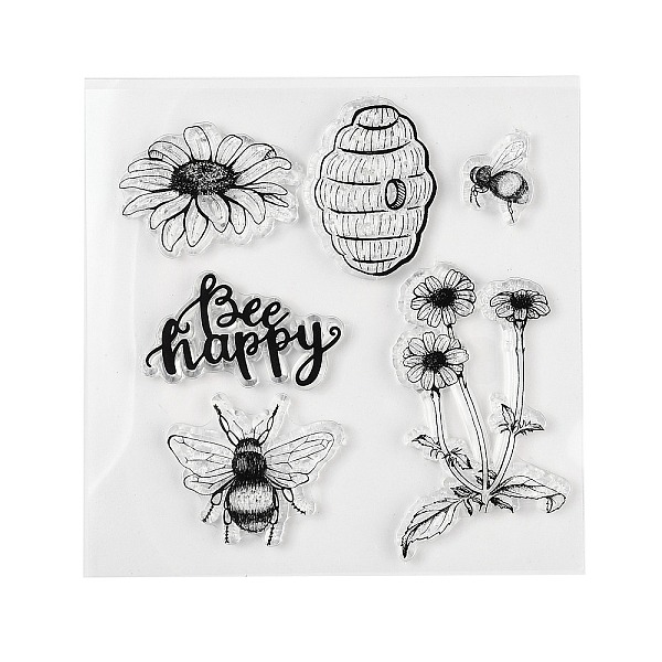 

PandaHall Plastic Stamps, for DIY Scrapbooking, Photo Album Decorative, Cards Making, Stamp Sheets, Bees Pattern, 105x105x3mm Plastic Bees..., Black