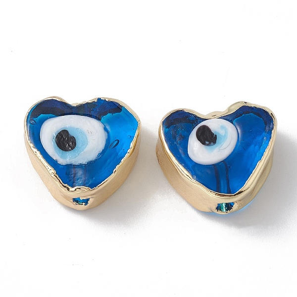 

PandaHall Brass Beads, with Enamel, Real 18K Gold Plated, Heart with Evil Eye, Dodger Blue, 14.5x16x7mm, Hole: 1.6mm Brass+Enamel Heart