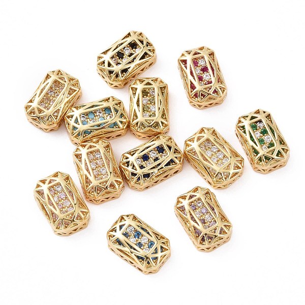 

PandaHall Eco-friendly Brass Micro Pave Cubic Zirconia Multi-strand Links, Rack Plating, Cadmium Free & Lead Free, Rectangle Octagon, Golden..., Multicolor