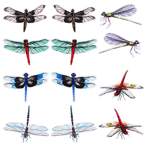 PandaHall Waterproof PVC Anti-collision Window Stickers, Glass Door Protection Window Stickers, Mixed Dragonfly Patterns, Mixed Color...