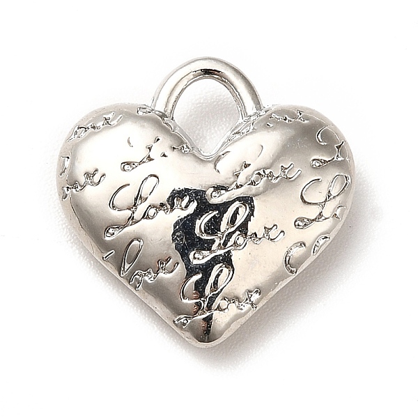 

PandaHall Rack Plating Alloy Pendants, Cadmium Free & Lead Free, Heart with Word Love, Platinum, 16x16x5mm, Hole: 4x3mm Alloy Heart