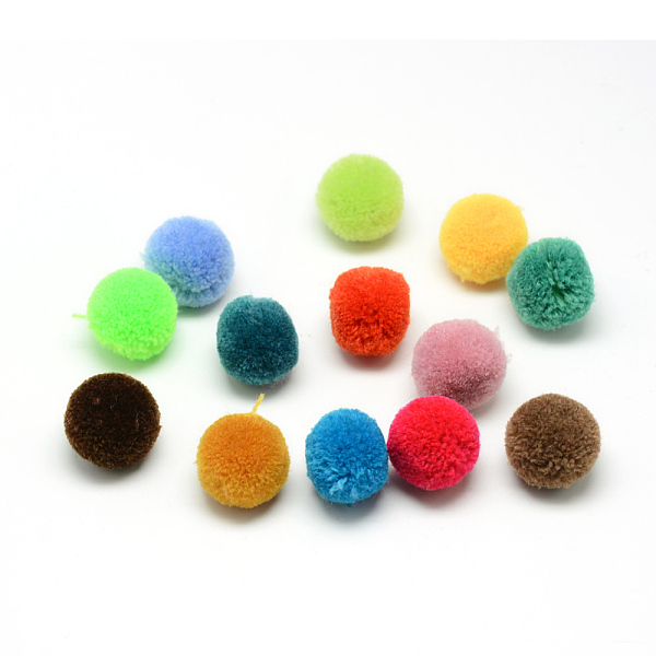 

PandaHall DIY Doll Craft Polyester Pom Pom Ball, Round, Mixed Color, 15mm Polyester Multicolor