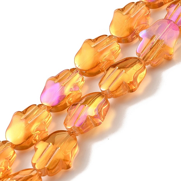 

PandaHall Transparent Electroplate Glass Beads Strands, Half Rainbow Plated, Hamsa Hand, Dark Orange, 17.8x13.5x7.5mm, Hole: 1.3mm, about...