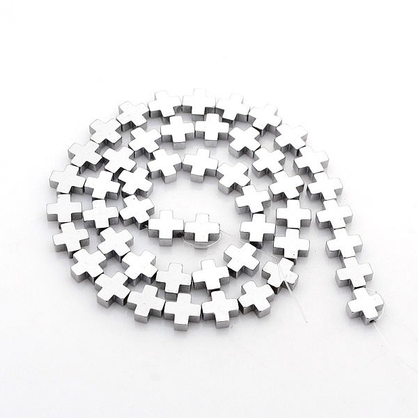 

PandaHall Greek Cross Electroplate Non-magnetic Synthetic Hematite Beads Strands, Platinum Plated, 8x8x3mm, Hole: 1mm, about 48pcs/strand...