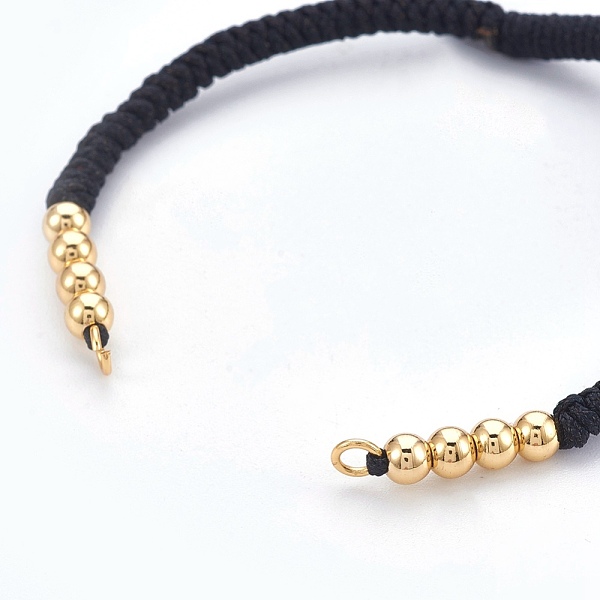 

PandaHall Nylon Cord Braided Bracelet Making, with Brass Beads, Golden, Black, 10-1/4 inch~11-7/8 inch(26~30cm), 3mm Nylon Black