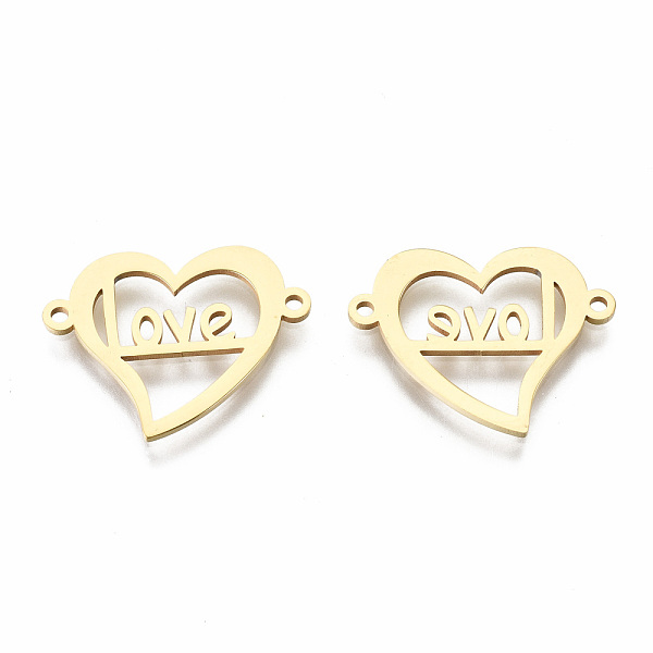 

PandaHall 201 Stainless Steel Links Connectors, Laser Cut, for Valentine's Day, Heart with Word Love, Golden, 16.5x21.5x1mm, Hole: 1.2mm 201...