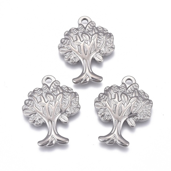

PandaHall 304 Stainless Steel Pendants, Tree of Life, Stainless Steel Color, 22x17x2.5mm, Hole: 1.8mm 304 Stainless Steel Tree