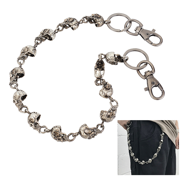 

PandaHall ARRICRAFT Alloy Skull Chains for Pants, Wallet Keychains for Men Women, Halloween Chain Belts Hipster Accessories, Antique Silver...