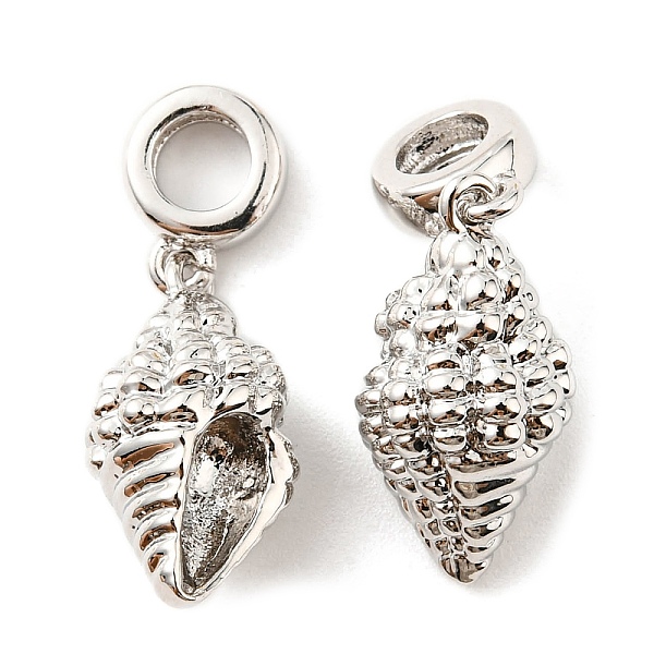 

PandaHall Brass European Dangle Charms, Large Hole Pendants, Lead Free & Cadmium Free, Conch Charm, Platinum, 27mm, Hole: 4.8mm Brass Others