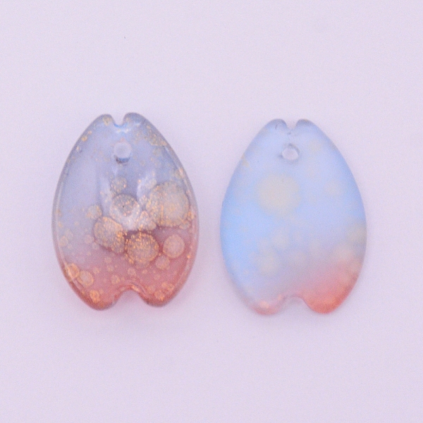 

PandaHall Handmade Lampwork Pendants, with Gold Foil, Cherry Blossom Petals, Light Sky Blue, 15.5x12x4mm, Hole: 1.2mm Lampwork Petaline