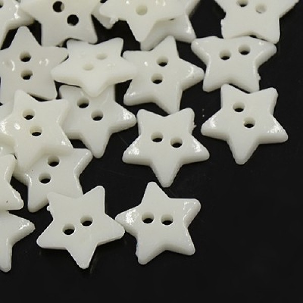 

PandaHall Acrylic Buttons, 2-Hole, Dyed, Star, White, 12x2mm, Hole: 1mm Acrylic Star White