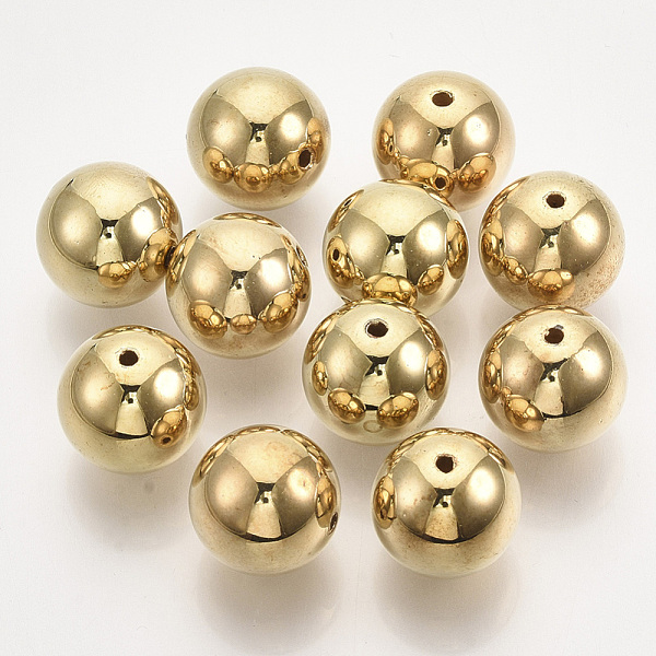 

PandaHall CCB Plastic Beads, Round, Gold, 16x15.5mm, Hole: 1.6mm Plastic Round Gold