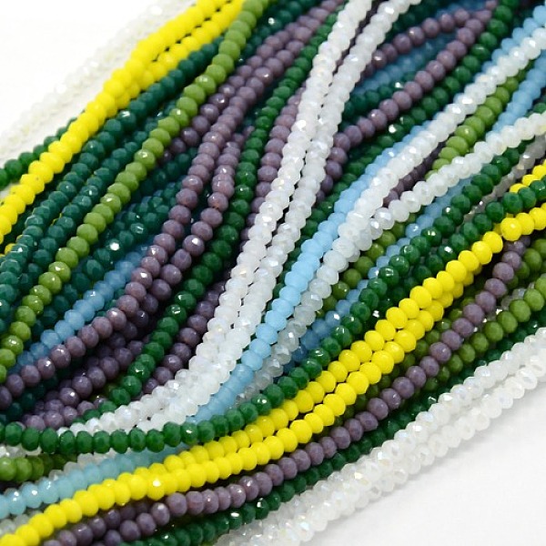 

PandaHall Opaque Solid Color Crystal Glass Faceted Rondelle Beads Strands, Mixed Color, 3.5x2.5~3mm, Hole: 1mm, about 198pcs/strand, 15.7..., Multicolor