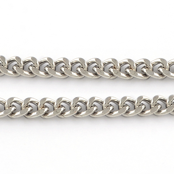 

PandaHall Unwelded Iron Cuban Link Chains, Chunky Curb Chains, with Spool, Platinum, 9.5x8.6x2mm, about 82.02 Feet(25m)/roll Iron