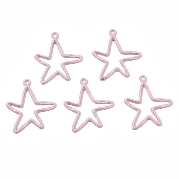 

PandaHall Spray Painted Alloy Pendants, Cadmium Free & Nickel Free & Lead Free, Star, Pink, 26.5~27.5x23.5x1.5mm, Hole: 1.6mm Alloy Star...