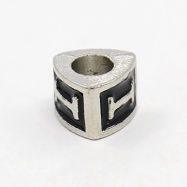 

PandaHall Platinum Tone Zinc Alloy Enamel European Beads, Large Hole Triangle Beads with Letter.I, 9x9x7mm, Hole: 5mm Alloy+Enamel Triangle..., Black