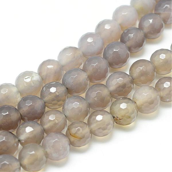 

PandaHall Natural Grey Agate Bead Strands, Faceted, Round, 6mm, Hole: 1mm, about 63~65pcs/strand, 14.8~15 inch Grey Agate Round