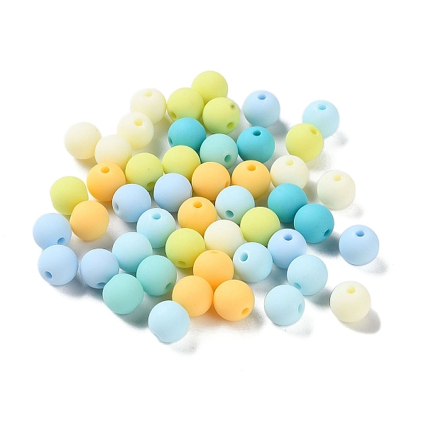 

PandaHall Rubberized Style Imitated Silicone Acrylic Beads, Round, Light Blue, 8x7.5mm, Hole: 1.6mm, about 1923pcs/500g Acrylic Round