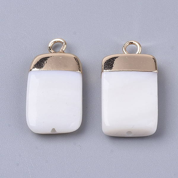 

PandaHall Electroplate Freshwater Shell Pendants, for DIY Jewelry Making, with Top Golden Plated Brass Loops and Half Drilled, Rectangle...