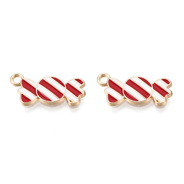 

PandaHall Light Gold Plated Alloy Pendants, with Enamel, Candy, Red, 21x10x2mm, Hole: 2mm Alloy+Enamel Candy Red