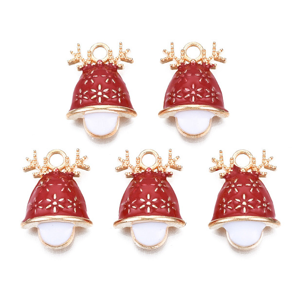 

PandaHall Christmas Alloy Enamel Pendants, Cadmium Free & Nickel Free & Lead Free, Light Gold, Christmas Reindeer/Stag, Dark Red...