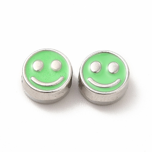 

PandaHall Rack Plating Alloy Enamel Beads, Cadmium Free & Nickel Free & Lead Free, Flat Round with Smiling Face Pattern, Platinum, Spring...