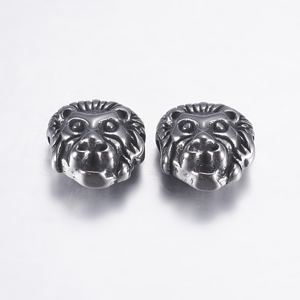 

PandaHall 316 Surgical Stainless Steel Beads, Lion Head, Antique Silver, 12x10.5x6mm, Hole: 2mm 316 Surgical Stainless Steel Lion