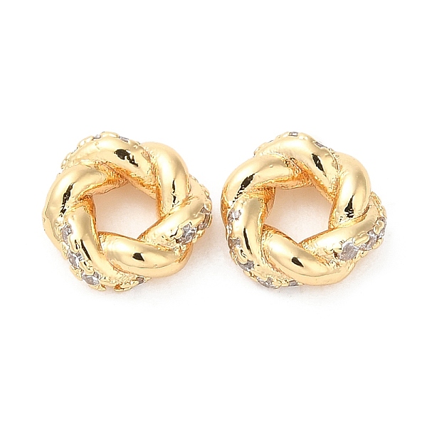 

PandaHall Brass Micro Pave Cubic Zirconia Spacer Beads, Twist Ring, Real 18K Gold Plated, 7.5x2.5mm, Hole: 3mm Brass+Cubic Zirconia Twist..., Clear