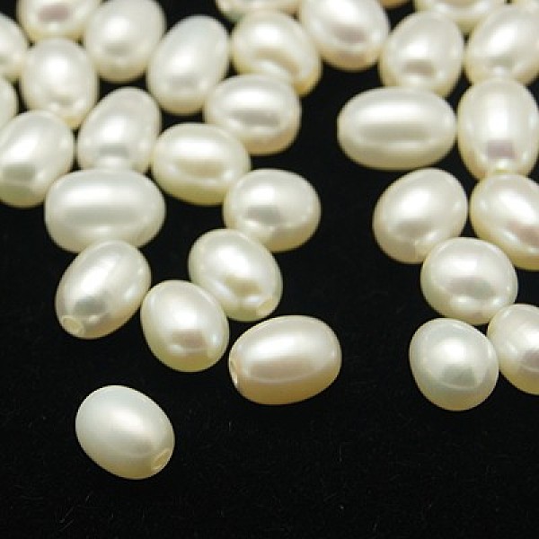 

PandaHall Natural Cultured Freshwater Pearl Beads, Half Drilled Hole, Grade AA, Rice, White, 6.5~7.5x5~5.5mm, Hole: 1mm Pearl Rice White