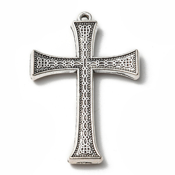 

PandaHall Tibetan Style Alloy Pendants, Cross, Antique Silver, 43.5x29x4mm, Hole: 1.5mm, 97pcs/500g Alloy Cross