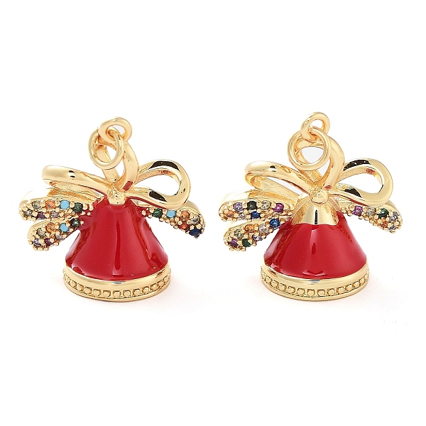 

PandaHall Christmas Theme Rack Plating Brass Pendants, Micro Pave Colorful Grade AAA Cubic Zirconia, with Enamel and Jump Ring, Long-Lasting..., Red