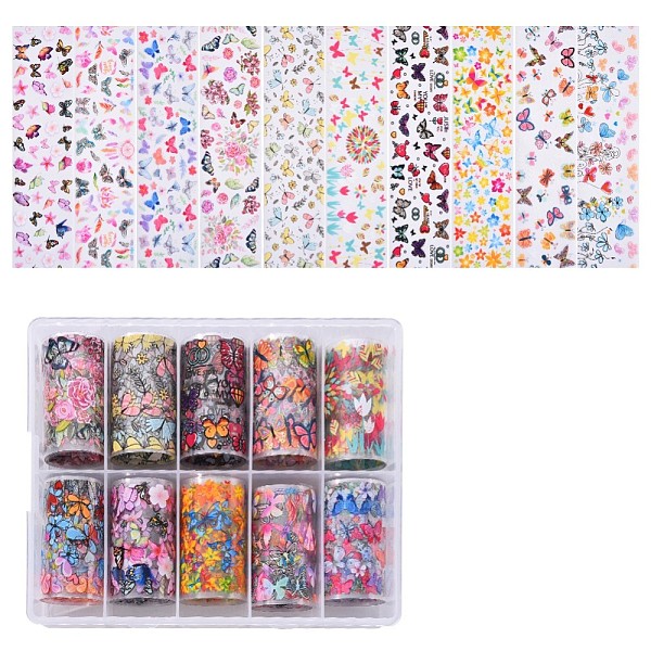 

PandaHall Nail Art Transfer Stickers Decals, for DIY Nail Tips Decoration of Women, Butterfly Pattern, Butterfly Pattern, 40mm, 1m/roll..., Multicolor