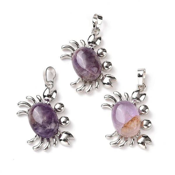 

PandaHall Natural Amethyst Pendants, with Platinum Plated Brass Findings, Cadmium Free & Lead Free, Crab, 33x22x8.5mm, Hole: 8x5mm Amethyst...