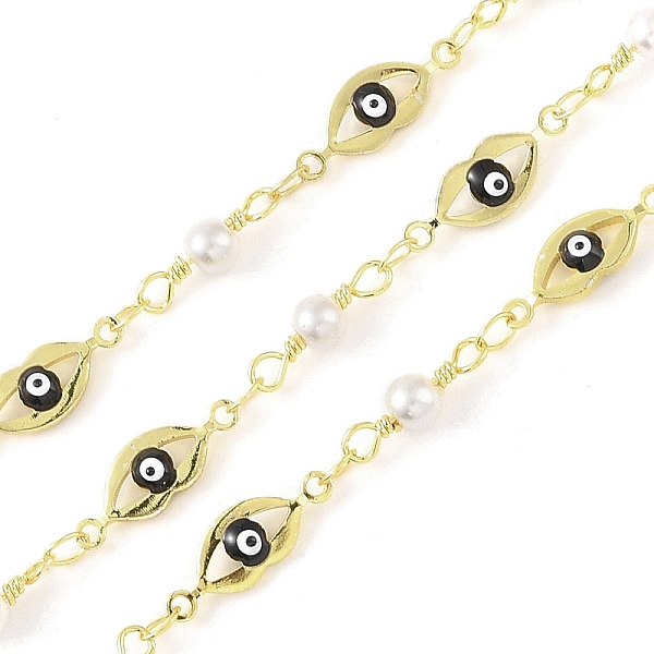 

PandaHall Enamel Lip Link Chains, with Glass Seed Beaded and Rack Plating Real 18K Gold Plated Brass Chain, Soldered, with Spools..., Black