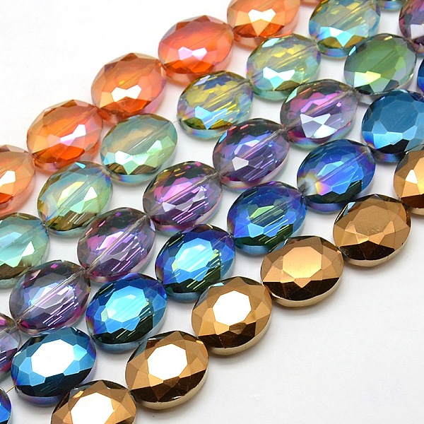 

PandaHall Faceted Electroplate Crystal Glass Oval Beads Strands, Color Plated, Mixed Color, 20x16x8mm, Hole: 1mm, about 35pcs/strand, 27.5..., Multicolor