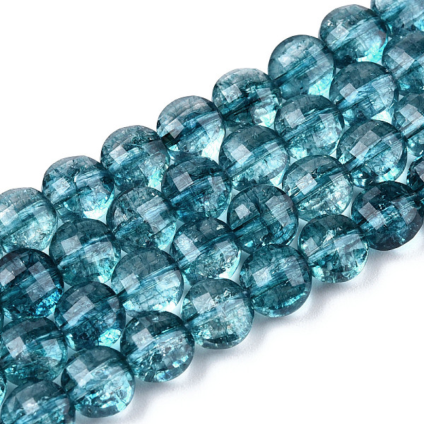 

PandaHall Synthetic Kyanite/Cyanite/Disthene Beads Strands, Dyed, Faceted, Flat Round, 6x4mm, Hole: 0.8mm, about 66pcs/strand, 15.1 inch...
