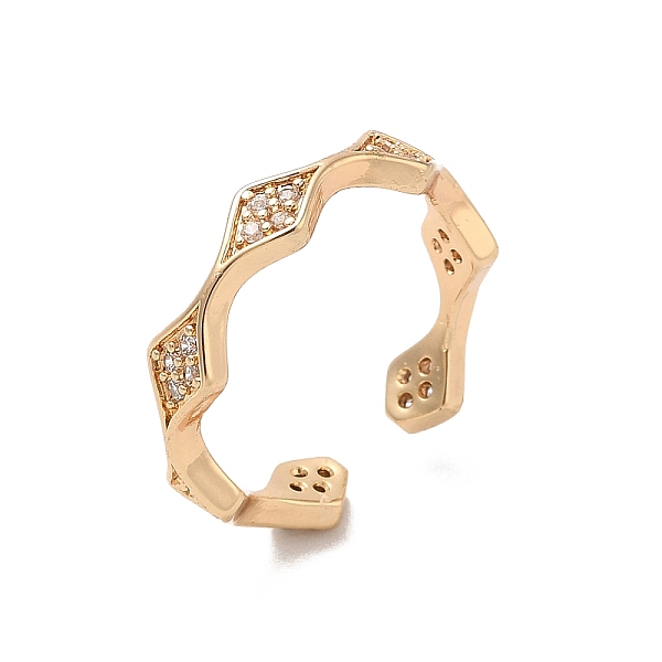 

PandaHall Brass Micro Pave Cubic Zirconia Open Cuff Rings, Light Gold, 4.5mm, Inner Diameter: Adjustable Brass+Cubic Zirconia Others