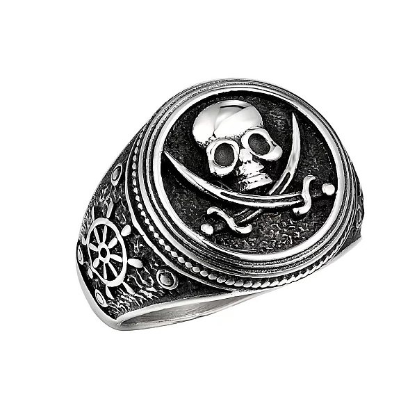 

PandaHall Stainless Steel Signet Rings, Skull, Antique Silver, US Size 9(18.9mm) Stainless Steel Skull