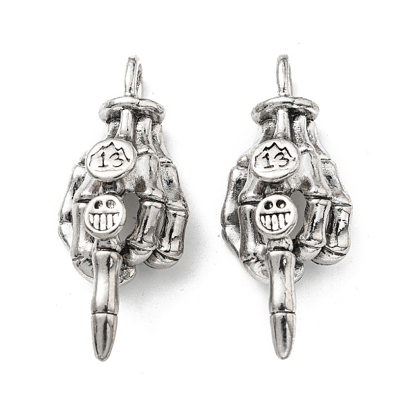 

PandaHall Alloy Big Peandants, Long-Lasting Plated, Lead Free & Cadmium Free, Palm Charm, Antique Silver, 56.5x23x17mm, Hole: 8x6mm Alloy...