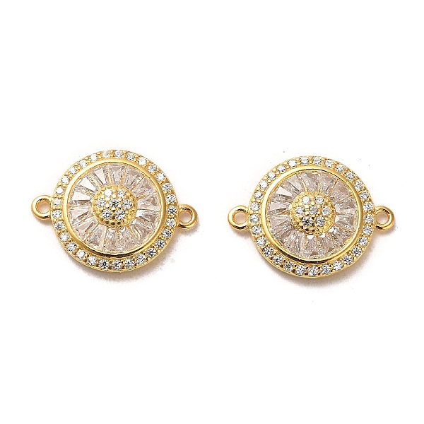 

PandaHall 925 Sterling Silver Connector Charms, with Clear Cubic Zirconia, Flat Round with 925 Stamp, Real 18K Gold Plated, 13x17x4mm, Hole...