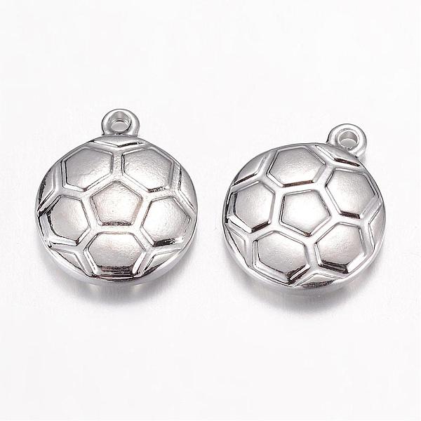 

PandaHall 304 Stainless Steel Charms, FootBall/Soccer Ball, Stainless Steel Color, 15.5x13x3.5mm, Hole: 1mm 304 Stainless Steel Sports